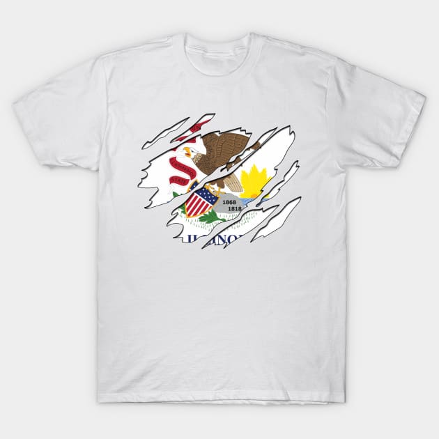 Tear Away Illinois Flag T-Shirt by InspiredQuotes